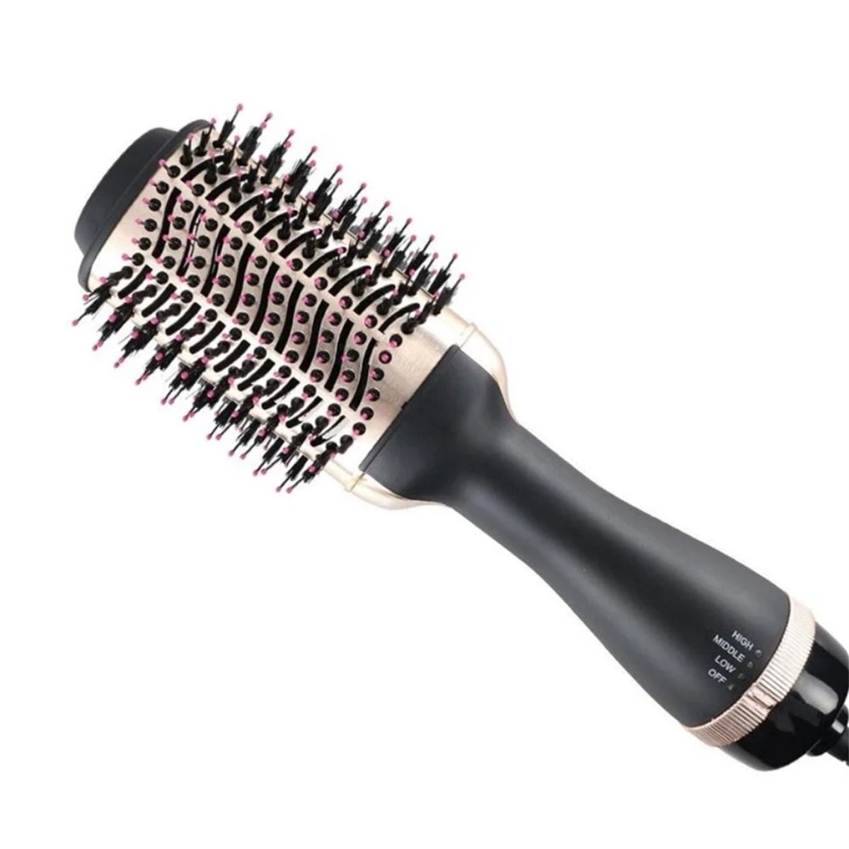 2-in-1 Haardroger & Volumizer - Keramische Ionische Borstel - Anti-Kroes Temperatuurregeling - Professionele Styling Tool - Goud - 1 Stuk thumbnail 2