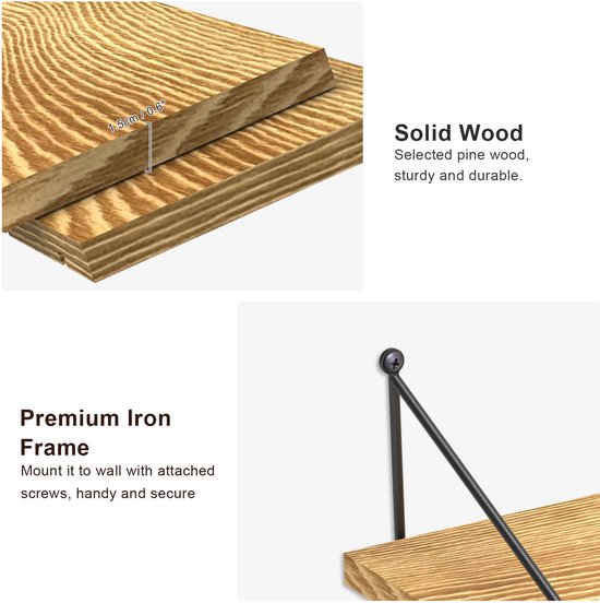 Detailfoto's van houten planken en een zwart metalen frame.
