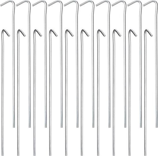 Relaxdays tentspijker - set van 20 stuks - 22 cm lang - staal - strandtent - tuin en camping - zilver van Relaxdays — afbeelding 2
