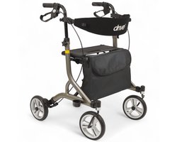 Rollator Nitro SL - Ultra lichtgewicht - Opvouwbaar - Semi-soft banden - Slechts 5,5 kg - Grijs - Inclusief stokhouder, rugsteun en tas - Gewicht vergelijkbaar met carbon - SuperLight - Drive Devilbiss Healthcare