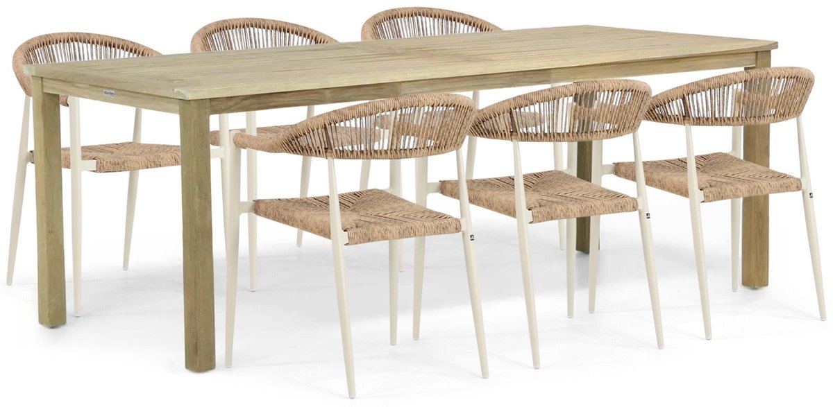 Tuinset 6 personen 210 cm Aluminium/Rope Taupe De Laan Projects
