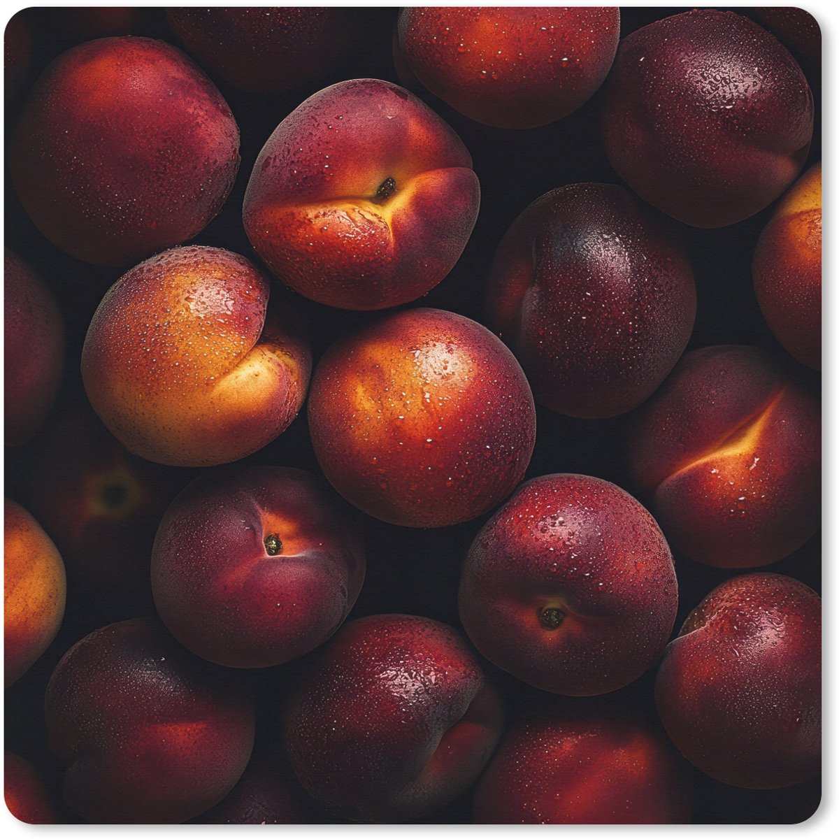 Muismat XXL 80x80 cm - Bureau onderlegger - Bureau mat Fruit - Close up - Nectarines - Bureaumat - Gaming mousepad xl - Bureaulegger groot - Computer deskmat
