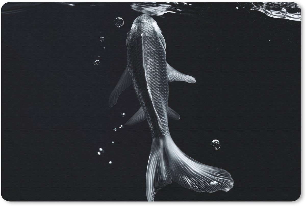 Muismat 27x18 cm - Mousepad Koi - Vissen - Water - Zwart - Muismatten