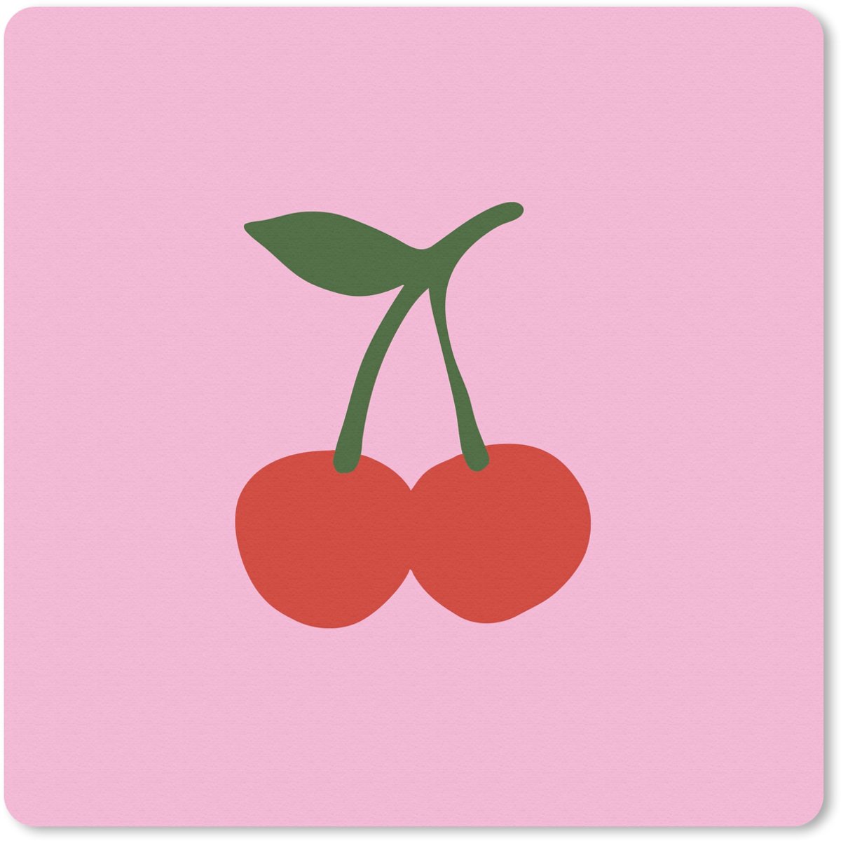 Muismat 20x20 cm - Mousepad Kersen - Roze - Illustratie - Muismatten