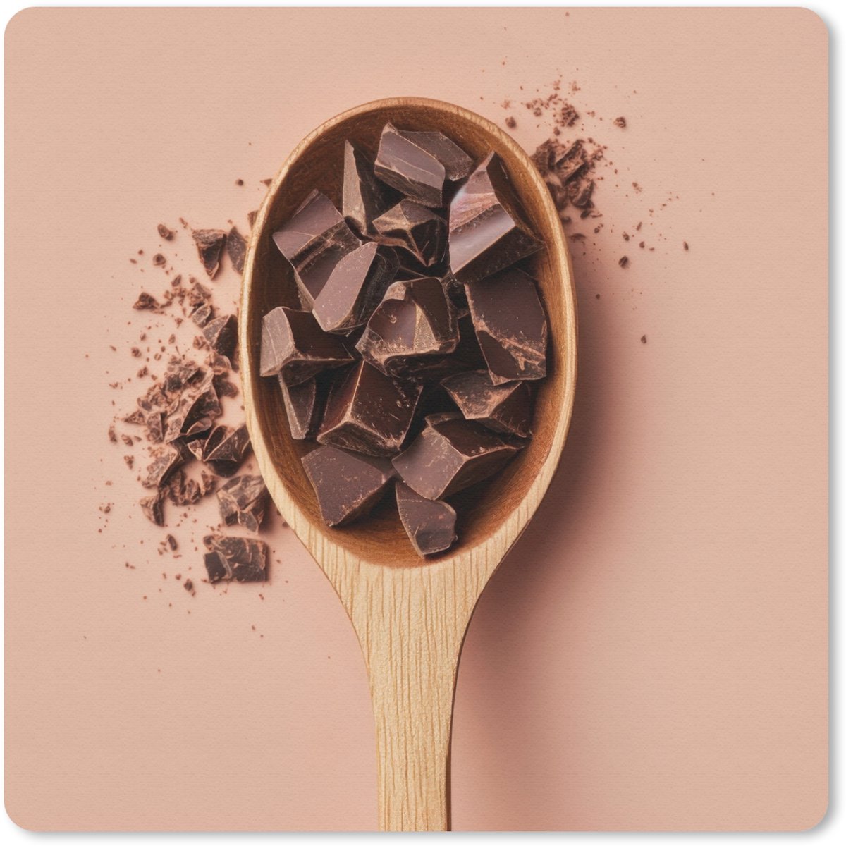 Muismat 20x20 cm - Mousepad Chocola - Hout - Lepel - Muismatten