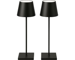 2 Stuks - Oplaadbare Tafellamp - Dimbaar - Aluminium - Bureaulamp - Waterdicht - 38CM - Zwart