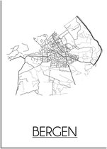 DesignClaud Bergen Plattegrond poster  - A3 + Fotolijst wit (29,7x42cm)