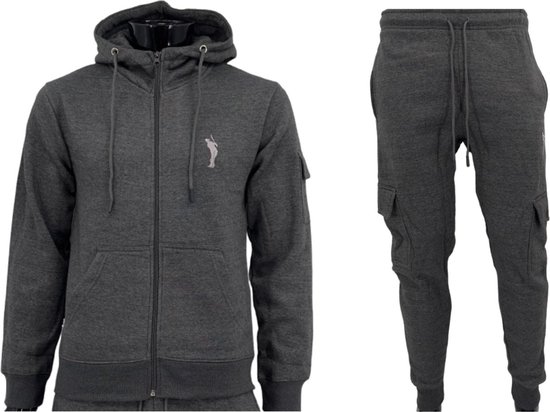 Hitman - Trainingspak Heren - Joggingpak Heren - Cadeau voor Man - Katoen - Donker Grijs - Maat L