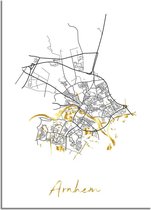 DesignClaud Arnhem Plattegrond Stadskaart poster met goudfolie bedrukking A3 + Fotolijst wit