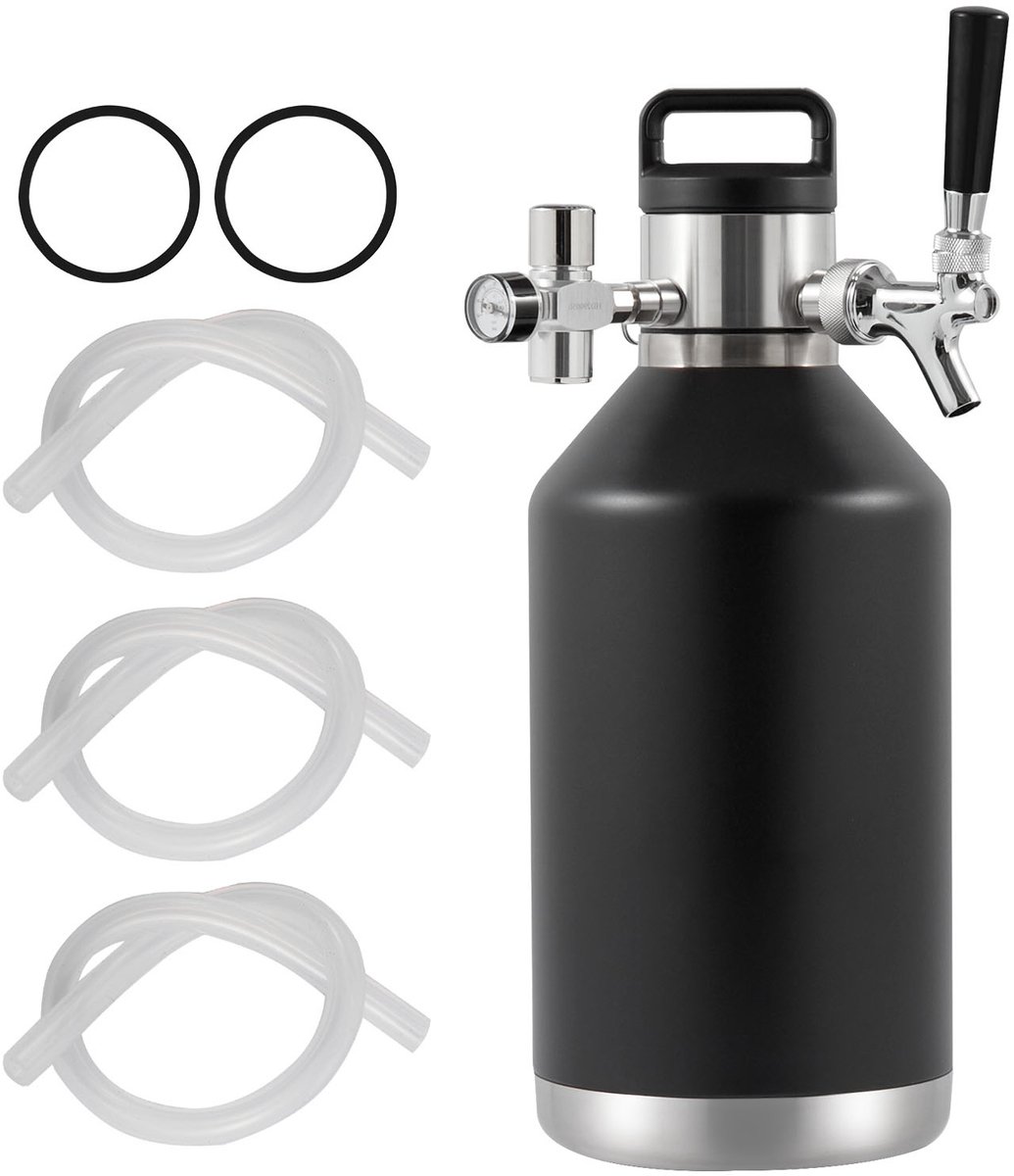 Mini Bierdispenser 4l, Draagbaar Drukvat Rvs Growler-Systeem Met Verstelbare Tap