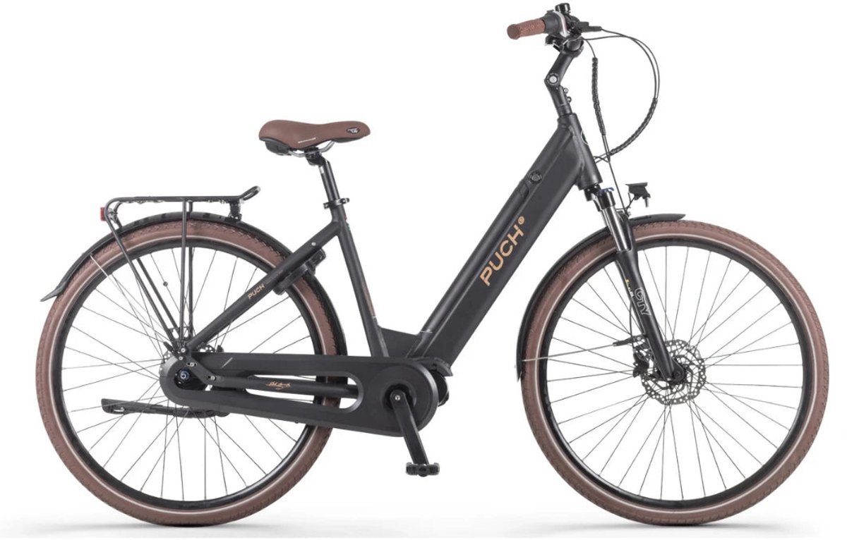 Puch E-Dance S N7 Elektrische Fiets Damesfiets Mat Zwart Lage instap Ananda M80 7-versnellingen E-bike