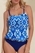 Tankini Dames 2-Delig - Blauw - Abstracte Print - Tantra - Maat XXL/2XL