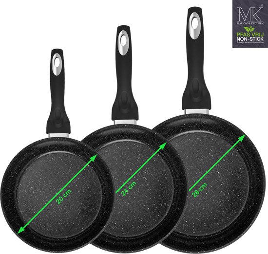 Set van 3 koekenpannen ELITE PRO Zwart