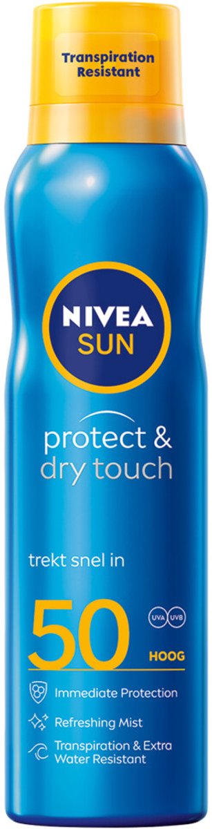 NIVEA Sun Protect en Dry Touch Verfrissende Vernevelende Zonnebrand Spray SPF 50 - 3 x 200 ml - Voordeelverpakking