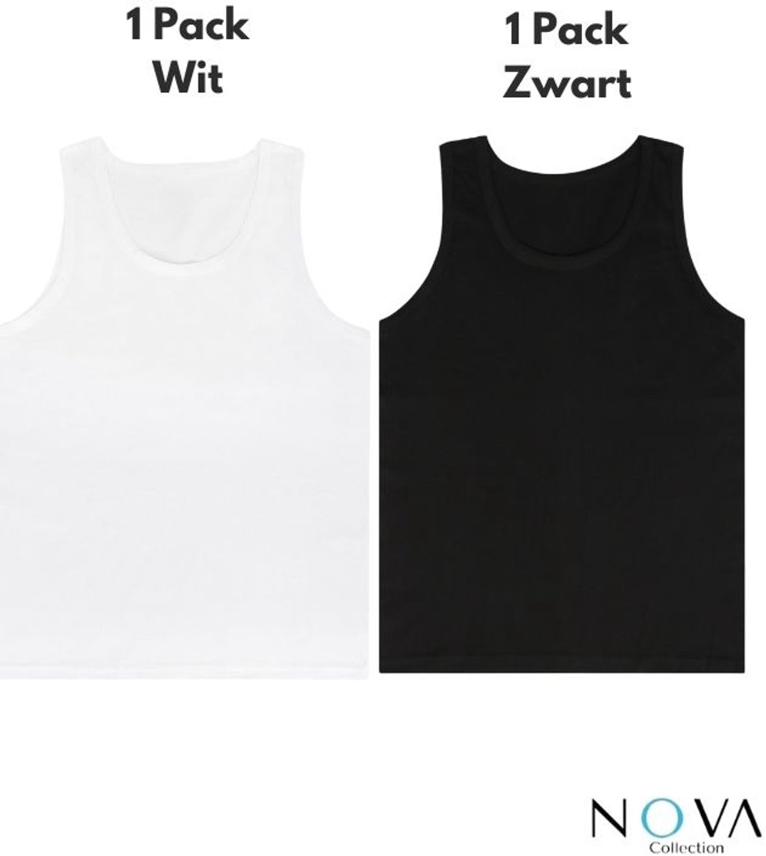 Nova Collection- Onderhemd Heren- 100% Katoen - Heren Onderhemd - Singlet - Pure Cotton - Zwart / Wit - 2 Pack - Maat M