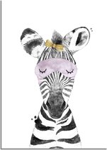 DesignClaud Zebra Kinderkamerposter Strikje A4 + Fotolijst wit