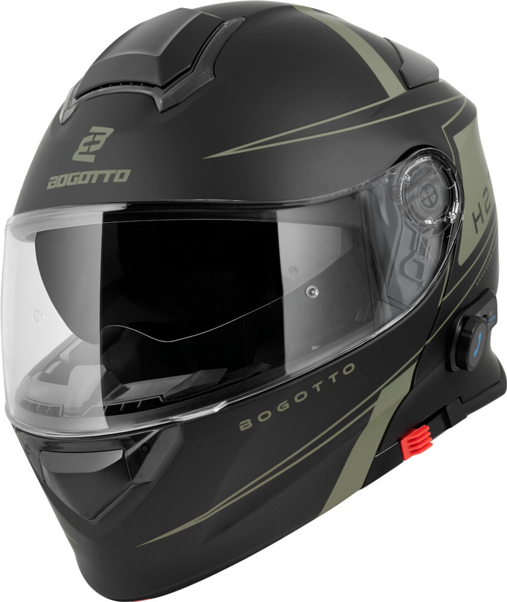 Bogotto H271 Taog Bluetooth Helm Zwart Groen - Maat M - Helm