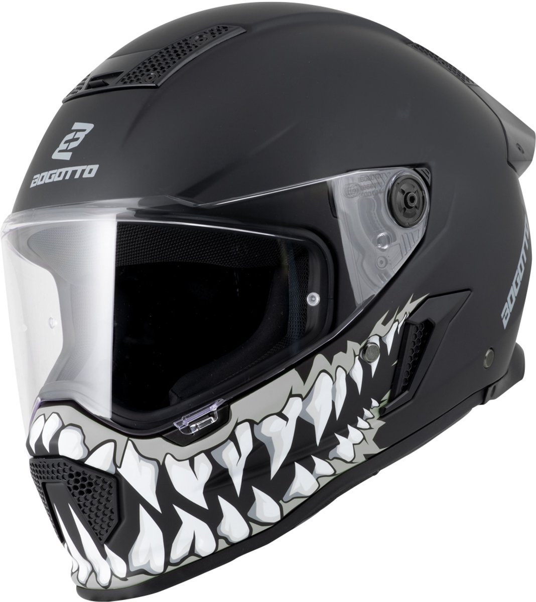 Bogotto Rapto Jaws Zwart Grijs Integraalhelm - Maat XL - Helm