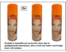 3x Haarverf/haarspray oranje 125 ml - Outrageous Orange - Word bezorgd in doos ivm beschadeging - Festival thema feest carnaval haar kleurspray party Koningsdag