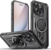 Coque iPhone 15 Pro Max avec anneau magnétique et béquille – Résistante aux chutes et fonctionnelle – Zwart