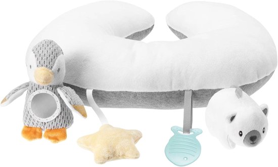 Coussin d'activité pour bébé sur le ventre - Coussin d'activité avec jouets et textures douces - 0 mois et plus