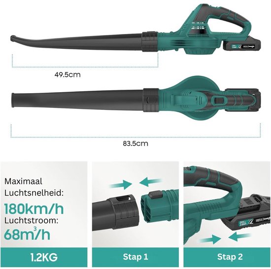 CRLYN® Bladblazers met Accu - Bladzuiger - Zwart en Groen van Merkloos	 — afbeelding 4
