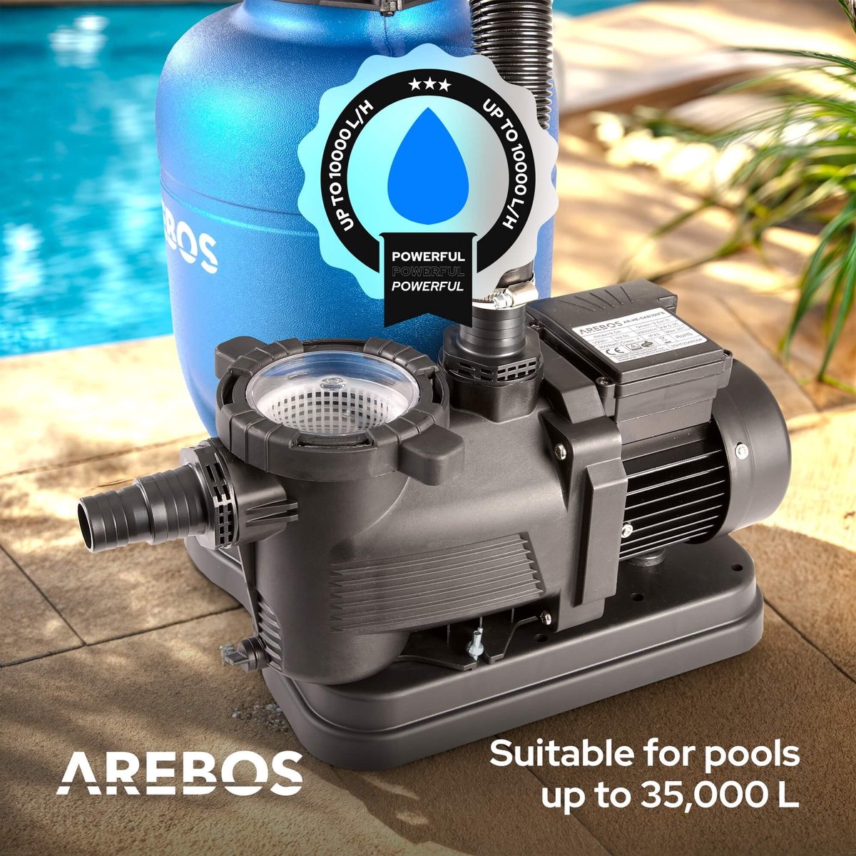 AREBOS Zandfilter - Zandfiltersysteem - Zandfilterpomp voor zwembad - 950L/h – foto 8
