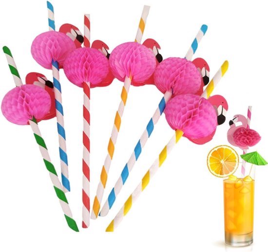 Foto: 50 flamingo rietjes grappige dierrietjes voor tafeldecoratie en feestdecoratie 
