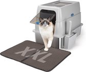 Nobleza 42R - Premium Kattenbak RVS - XXL - Incl. Geurneutralisator - Incl. Kattenbakschep, Kattenbakmat - Voor Grote & Kleine Katten - 38L Inhoud Groot - 59x40x44cm - Grijs