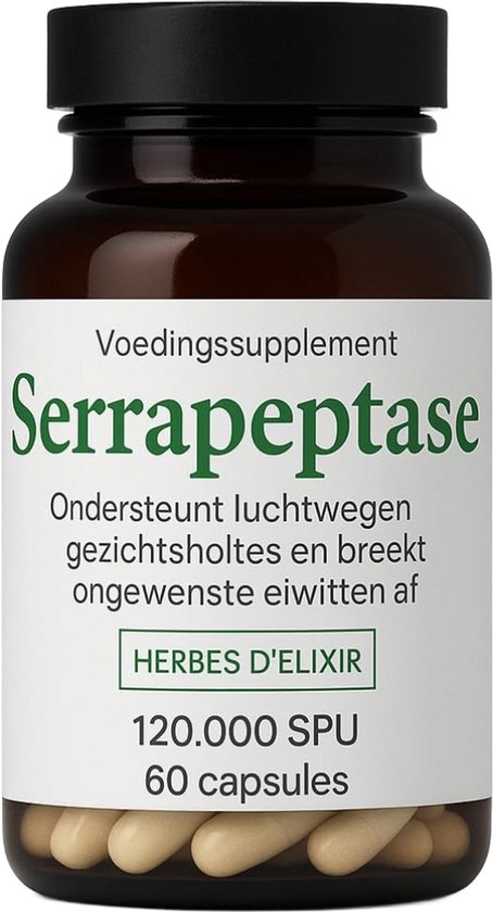 Herbes D'elixir Serrapeptase 700 mg - 60 Capsules - Voedingssupplement - 120.000 SPU - Puur Natuur