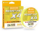Fil de pêche tressé RESISTANT X4 - 300 mètres - [0,16 mm 9 kg] - JAUNE