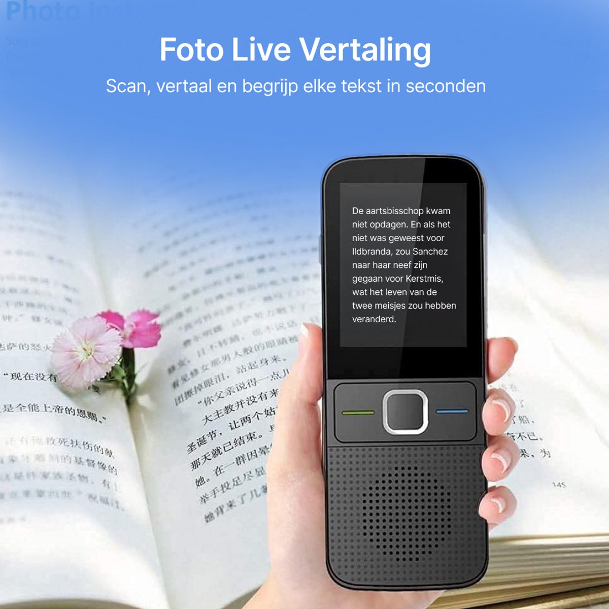 Afbeelding 2 van BALORS® Vertaalcomputer - Vertaal Apparaat - Slimme Vertaler - Draagbare Vertaler - Vertaalcomputer Met Spraak - Vertaalcomputer Offline - Vertaalapparaat Translator - 137+ Talen - Zwart