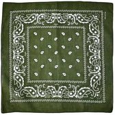 Fako Fashion - Bandana - Hoofddoek - Mondbescherming - Zakdoek - Paisley - Legergroen / Army
