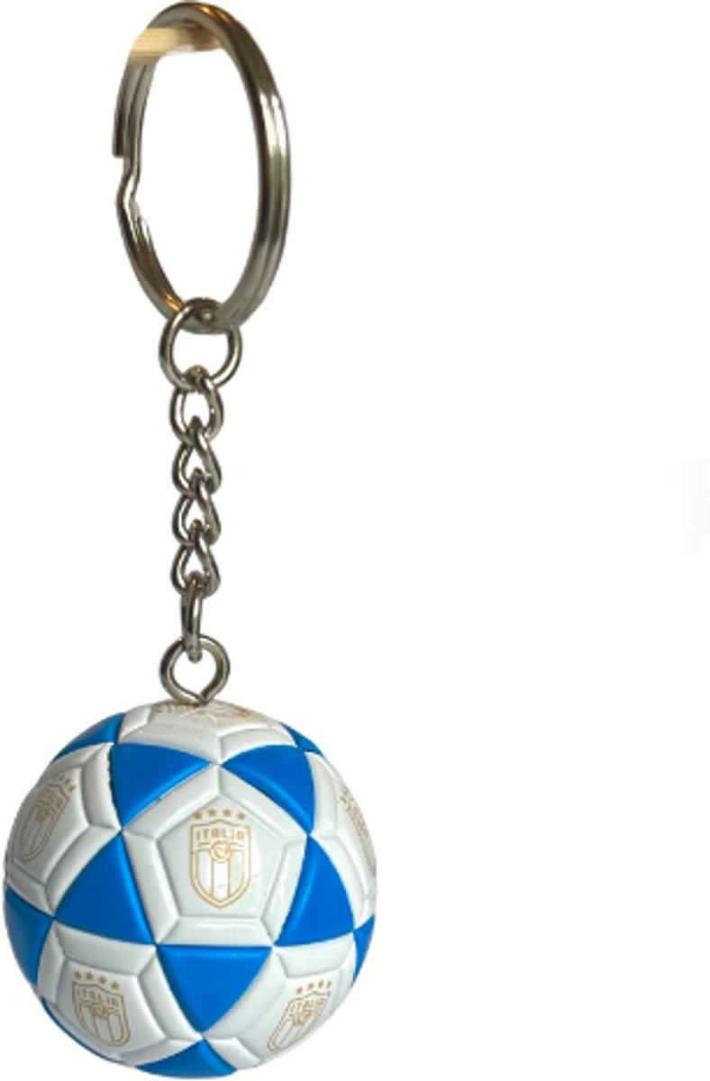 Sleutelhanger Voetbal - Italië – Blauw – Mini - Soccer - HangerAdept – Met Italiaanse Vlag – Tashanger & Sleutelhanger