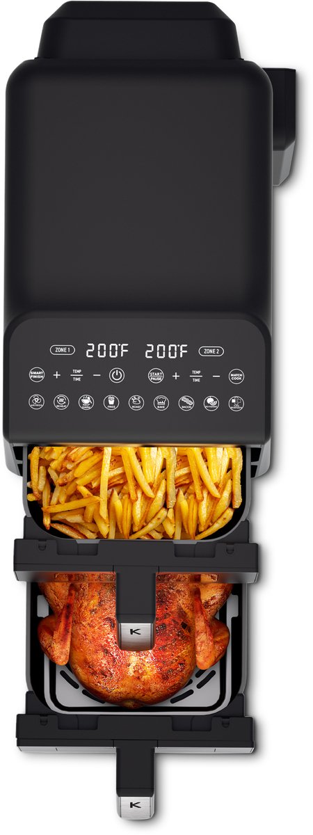 Afbeelding 3 van Kitchencook - Airflow 11 - Dubbele Airfryer XXL - 11 Liter - 2400W - Dubbele deur - 7 Programma’s - Energiezuinig