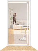 Versterkte kattenhordeur, huisdierbestendig, muggenwerend, ademend, met rits, houdt honden en katten buiten, wit (geschikt voor deur 90 x 210 cm)