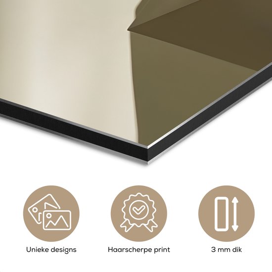 Aluminium schilderij 40x30 cm - Wanddecoratie metaal - Matcha - Glas - Groen - Minimalistisch - Metalen muurdecoratie woonkamer - Decoratie industrieel - Foto op dibond - Industriële accessoires slaapkamer