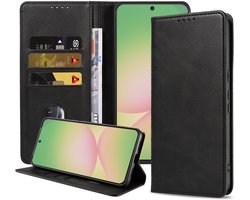 Smartphonica Telefoonhoesje Geschikt voor Samsung Galaxy A56 Kunstleer met Magnetische sluiting en Pasjeshouders Bookcase met Klepje - Zwart geschikt voor Samsung Galaxy A56