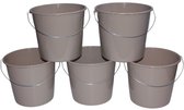HL - Seau ménager 10 litres - lot de 5 - beige - plastique - avec anse