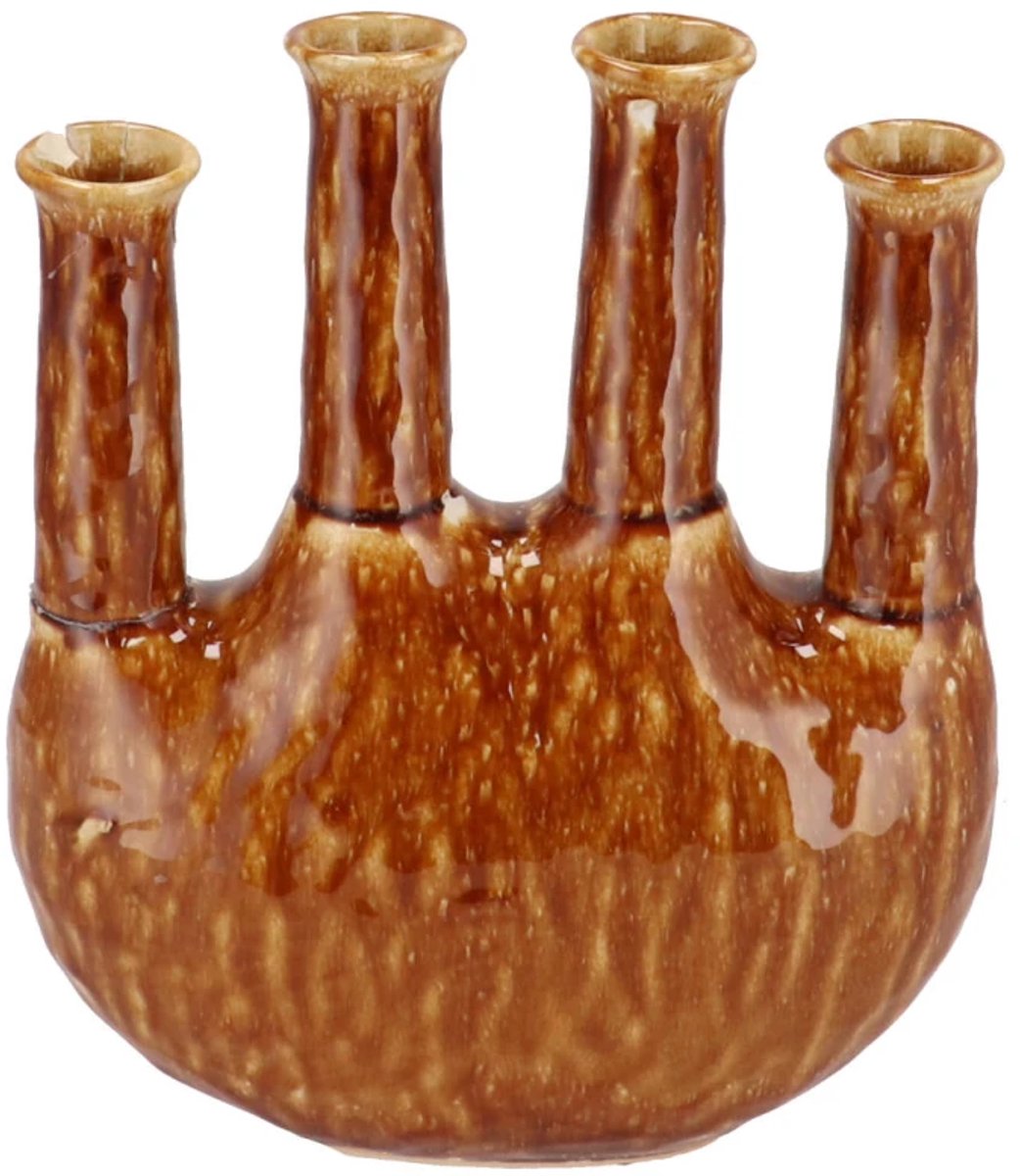 Daan-Kromhout Vaas Inga Jahra bruin ovale tube 23x10x27cm Daan kromhout