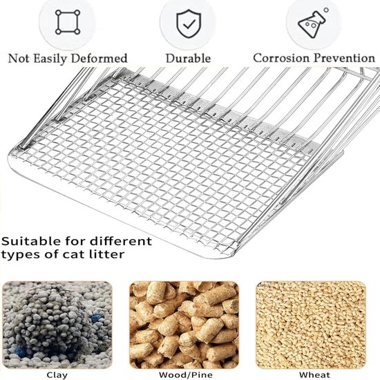 Goodivery ® Robuuste En Hygiënische Roestvrij Stalen Kattenbak Met Hoge Randen En Spatbescherming