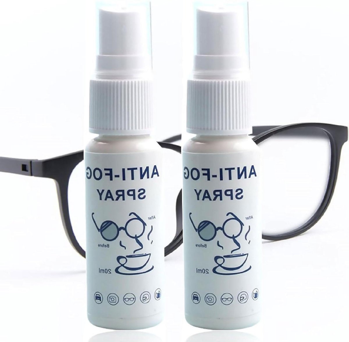 - Anti-condens spray voor bril 20 ml x2- Anti-condens spray voor zwembril- Anti-condens spray voor autoruiten