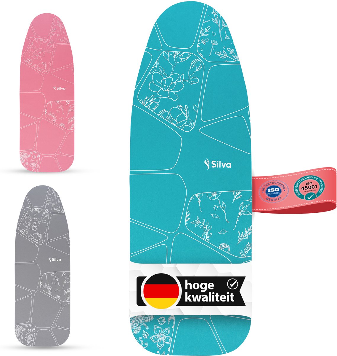 Goedkoopste Silva Strijkplankhoes XL - 100 Katoen Molton 5mm - Turquoise - Strijkplankovertrek - 50 x 140cm