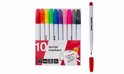 Emballage de 10 marqueurs textiles, huit couleurs visibles, avec un marqueur rouge séparé.