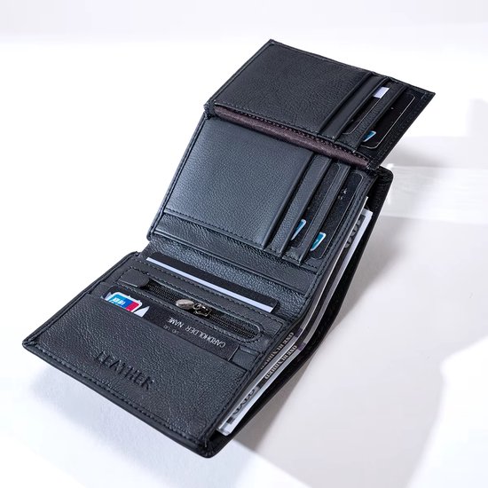 Herenportemonnee Echt Leer – Vintage RFID Portefeuille met Creditcardhouder, Korte Lederen Portemonnee voor Mannen, Slimme Geldbeugel