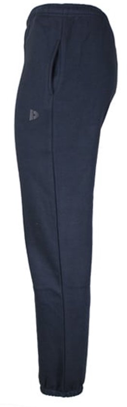 Donkerblauwe joggingbroek met elastische tailleband en logopatch.