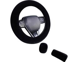 Stuurhoes Auto Set - Extra Zacht Pluche - Zwart - Universeel - Kasey Products