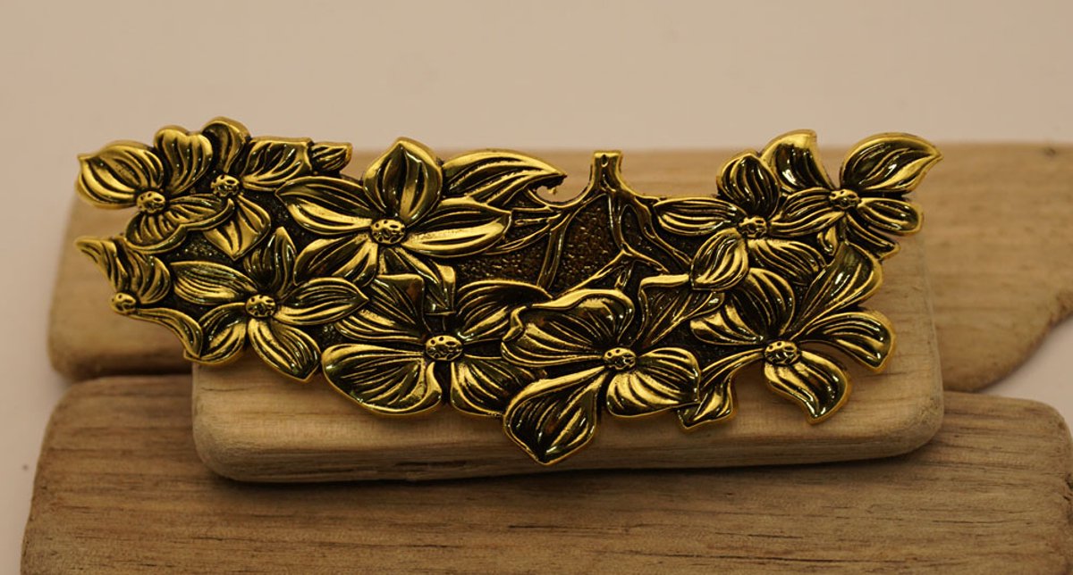 Haarclip koperkleurig bloemen - bloemen haarclips - bloemen haarspelden - meisjes bloemen haaraccessoires - vrouwen bloempjes haarclip - grote dames haarclips - haarclip natuur - fleurig haarclip - bloemen haarclip volwassen lang haar