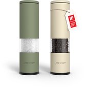 Ensemble de moulins à poivre et à sel Lagom LARS NYSØM - Degré de mouture réglable - Acier inoxydable (vert Sage /beige amande)