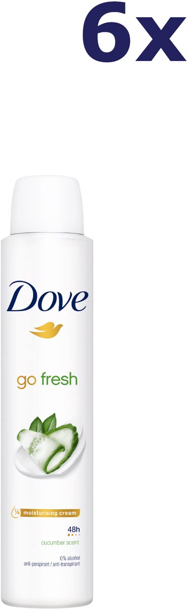 Goedkoopste 6x Dove Deo spray - 200ml - go fresh cucumber & green tea